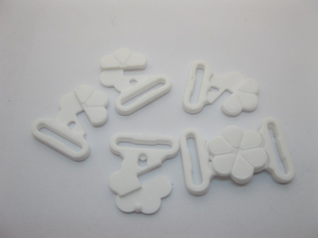 200Sets(400Pcs) White Plastic Bikini Bra Clips 15mm - Click Image to Close